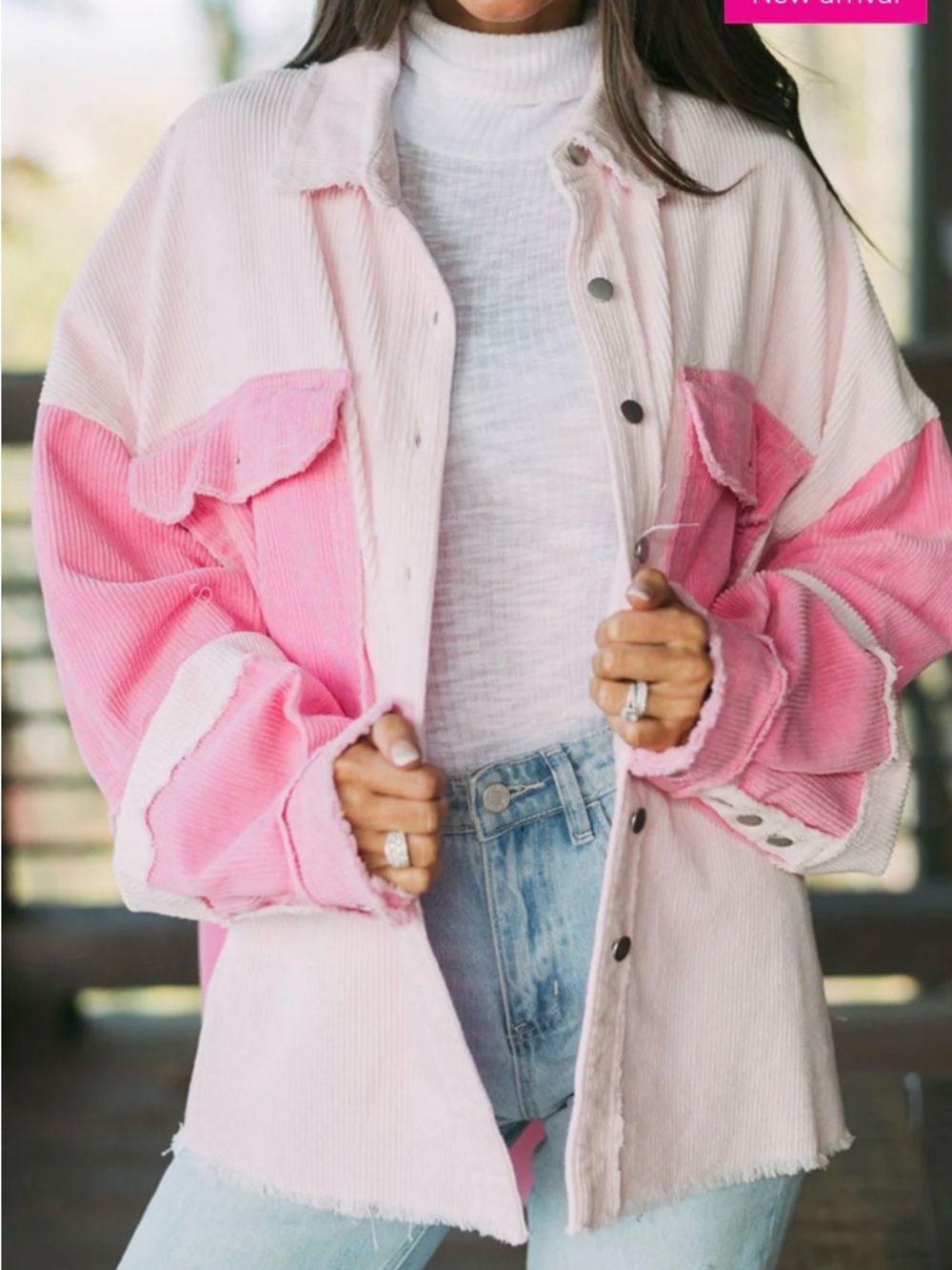 POL Pink Corduroy shirt Jacket